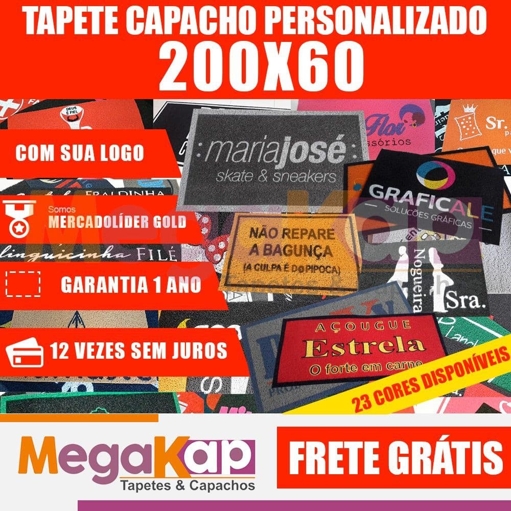 Tapete Capacho 200x60 Personalizado Logo Loja Comércio