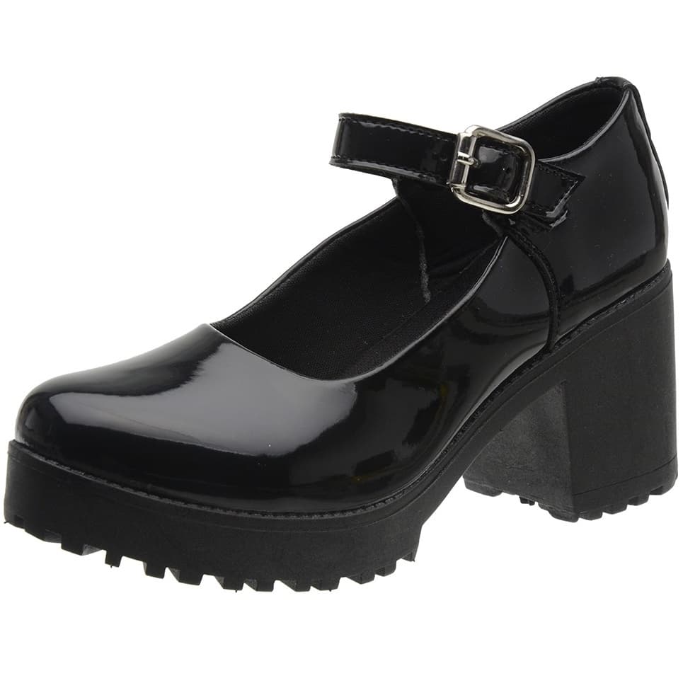 Sapato Mary Jane Feminino Remake Preto Verniz
