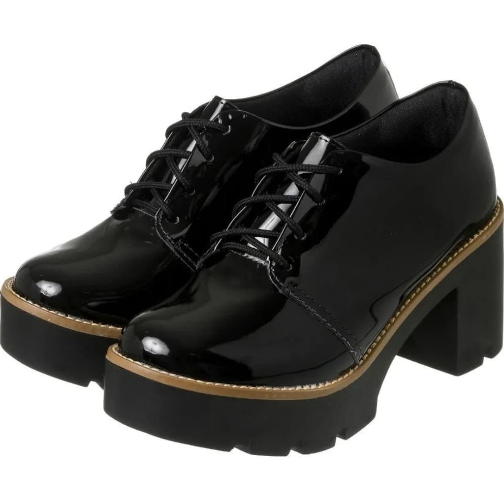 Oxford Feminino Salto Tratorado Liso Preto