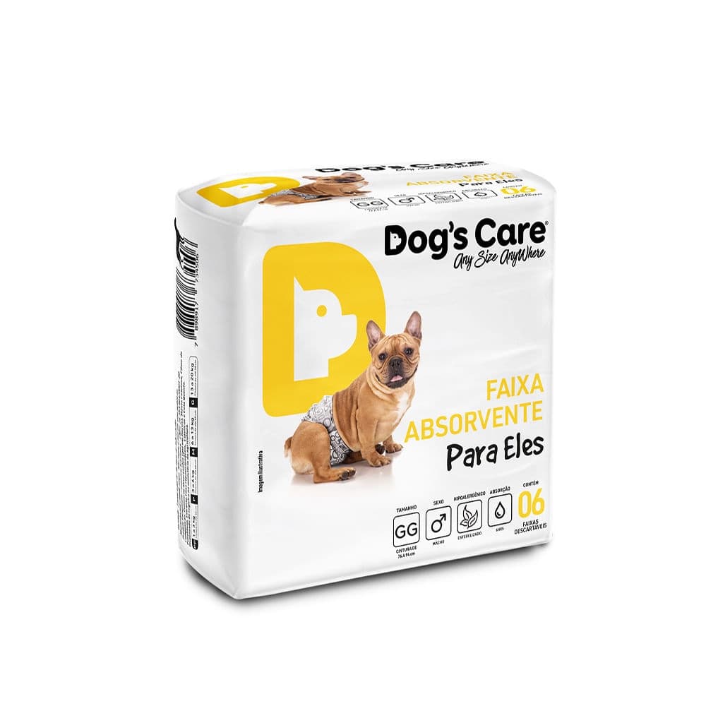 Fralda Descartável Higiênica p/ Cães Macho Dogs Care GG 6 un