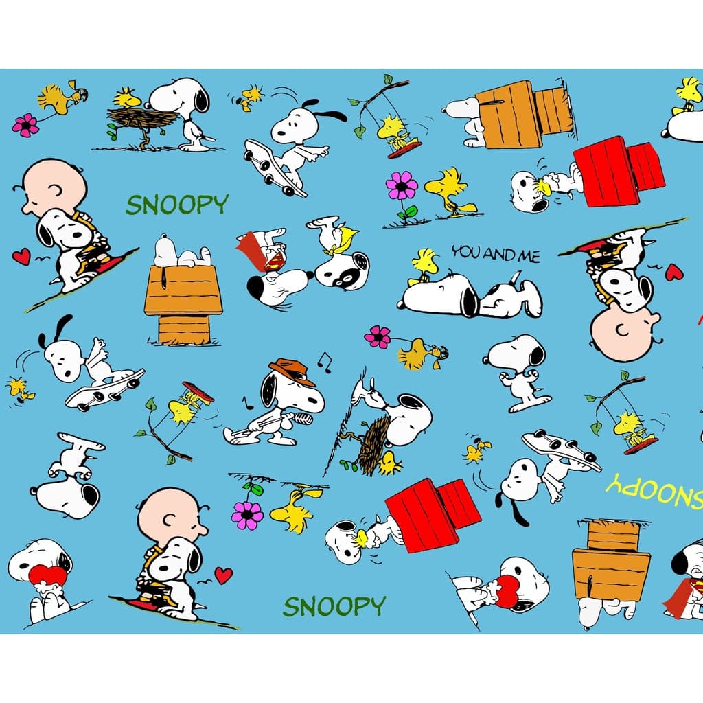 Tecido tricoline, microfibra ou gabardine - Snoopy e Charlie Brown - fundo azul - 0.50cm
