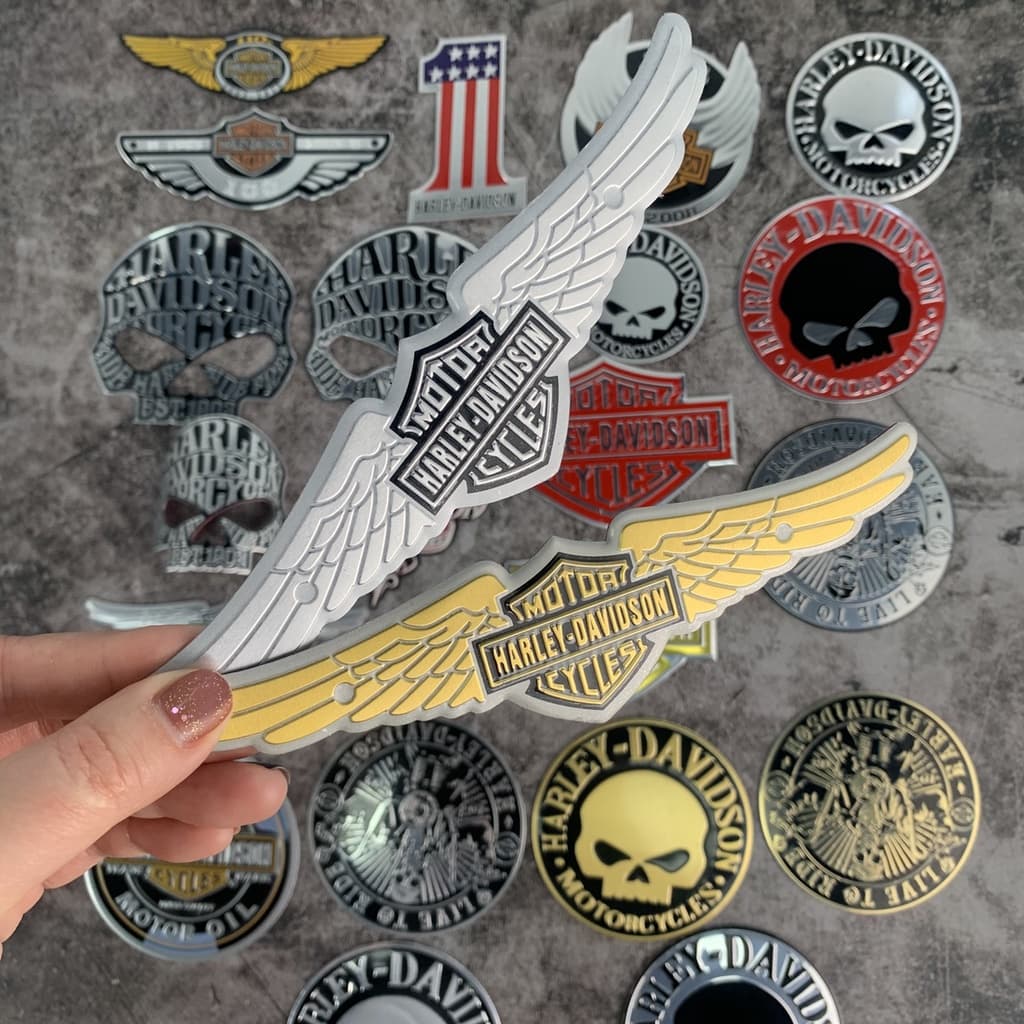 Adesivo Emblema Com Logotipo De Alumínio 3D Harley-Davidson-Cromado De Motocicleta Para Dyna , Street Bob , XL 883 , Ele