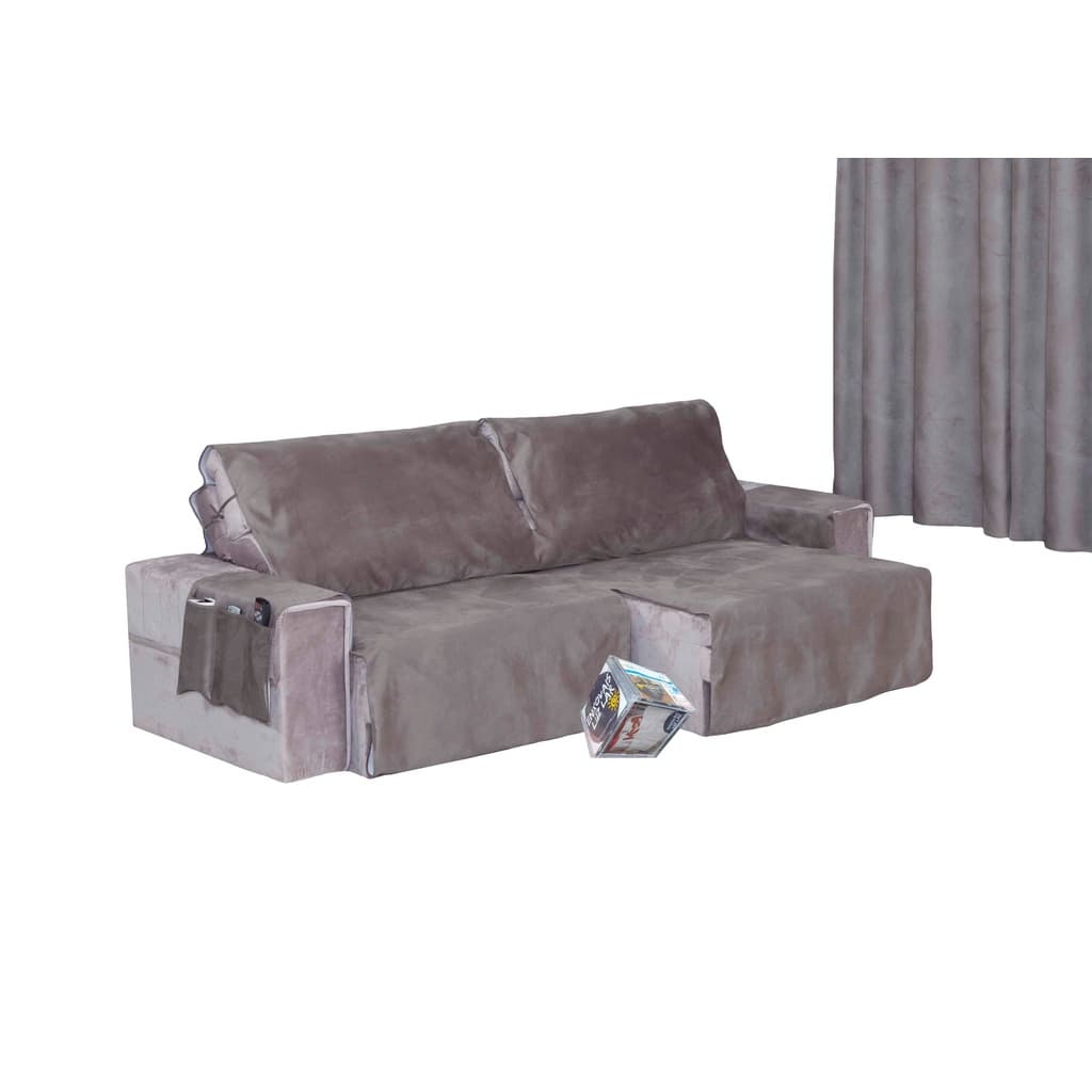 Protetor Sofá Retrátil Assento 1,60m Camurça Suede 2Md Bege