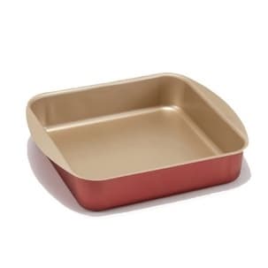 ASSADEIRA QUADRADA ANTIADERENTE CEREJA Nº 01  26x23cm FORMA TABULEIRO BANDEJA TEFLON