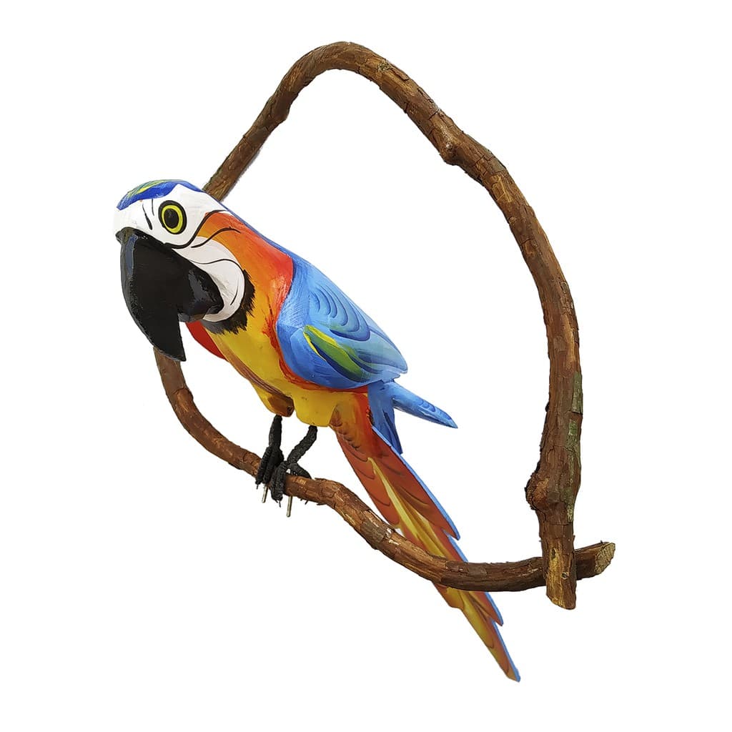 Escultura Pássaro Arara Azul Canindé no Cipó 50cm | Madeira Artesanal | Decoração Rústica Jardim Sítio Roça Outros