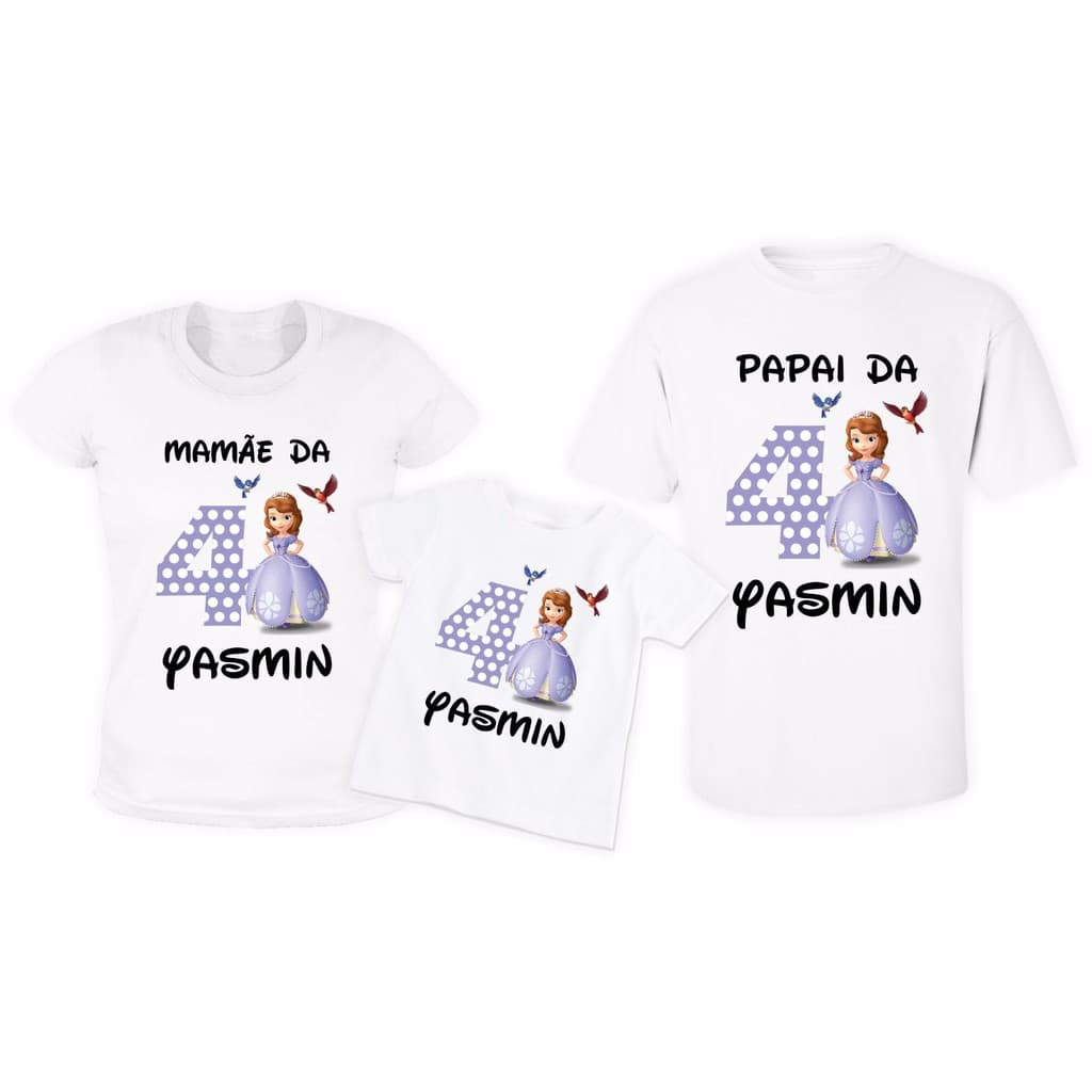 Kit 3 Camisetas Personalizadas - Princesa Sofia