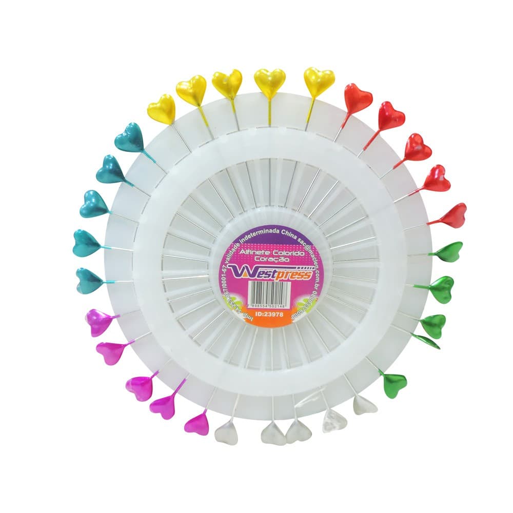 Alfinete Colorido de Coração Marcação Artesanato Patchwork