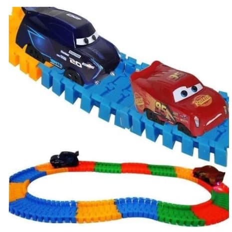 Pista Com Carrinho Mc Quenn Led Trilha Maluca P/montar 56 Peças