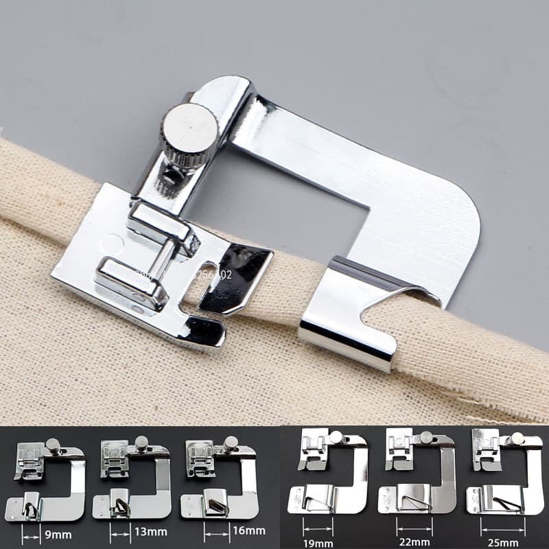 6/9/13/16/19/22/25mm Máquina De Costura Pé Imprensa Enrolado Bainha Pés Para Irmão Cantor Costurar Acessórios