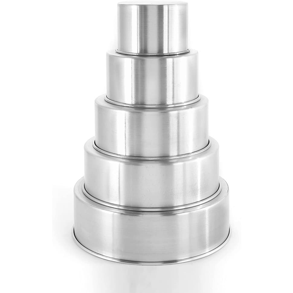 Kit Formas Redondas Altas alumínio (4 pçs 10x10cm + 1 pç 15x10cm )