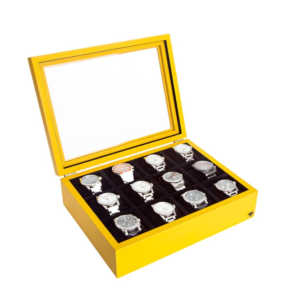 Porta Relógio Total Luxo Estojo Minimal Madeira 12 Nichos