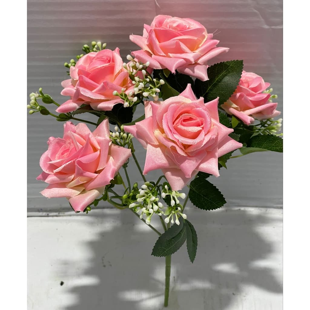 Rosa Artificial com 5 flores (de ponta)