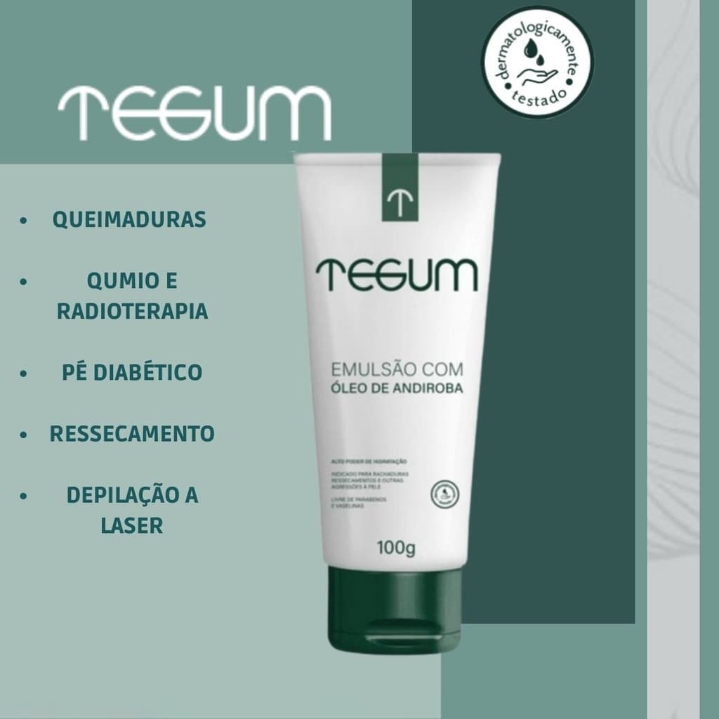 Creme Hidratante Cicatrizante Tegum Loção Emulsão Com Óleo De Andiroba Anti Inflamatório Metrom 100g