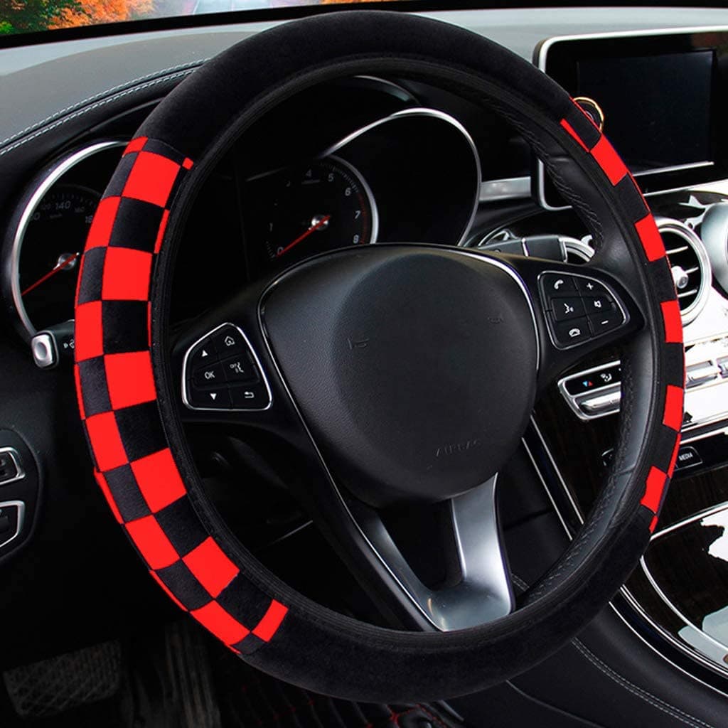 Estilo Esportivo Macio Pelúcia Para Volante De Carro Capa Universal Sem Fixo Inverno Interior Manter Quente Adequado Caminhão , SUV , Carros 14-15 Polegadas