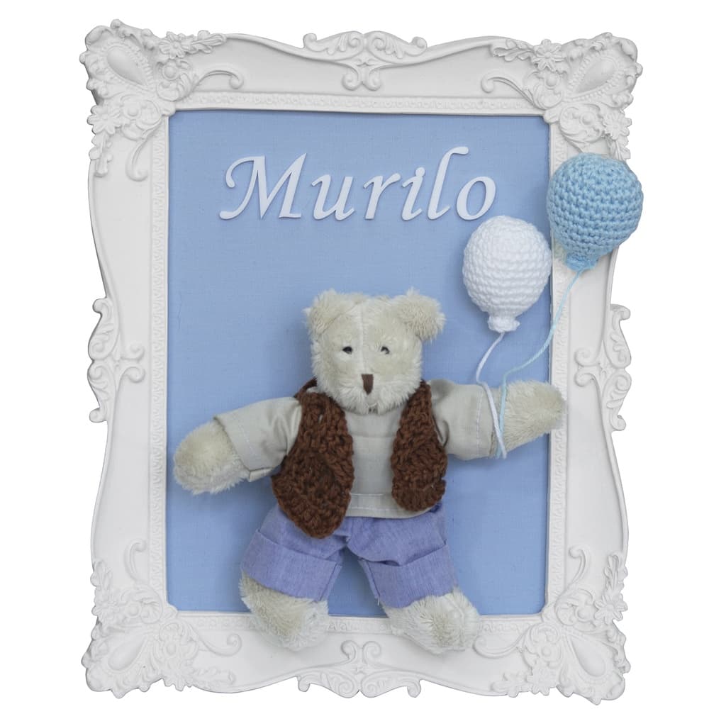 Quadro Enfete Maternidade Urso Ursinho Bexigas Menino Bebê