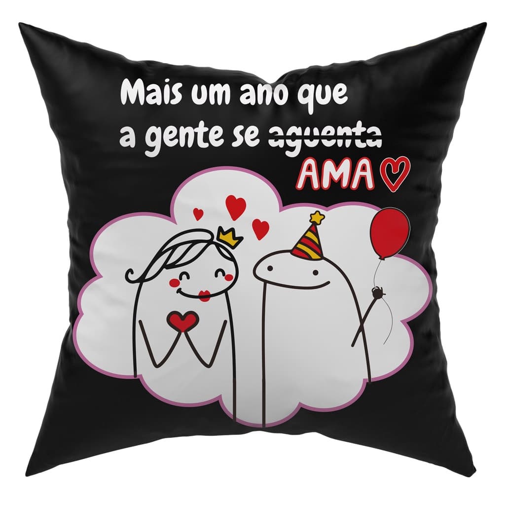 Almofada Avulsa Cheia Flork Meme Humor Frases 45cm x 45cm com Refil Presente Dia dos Namorados Casal