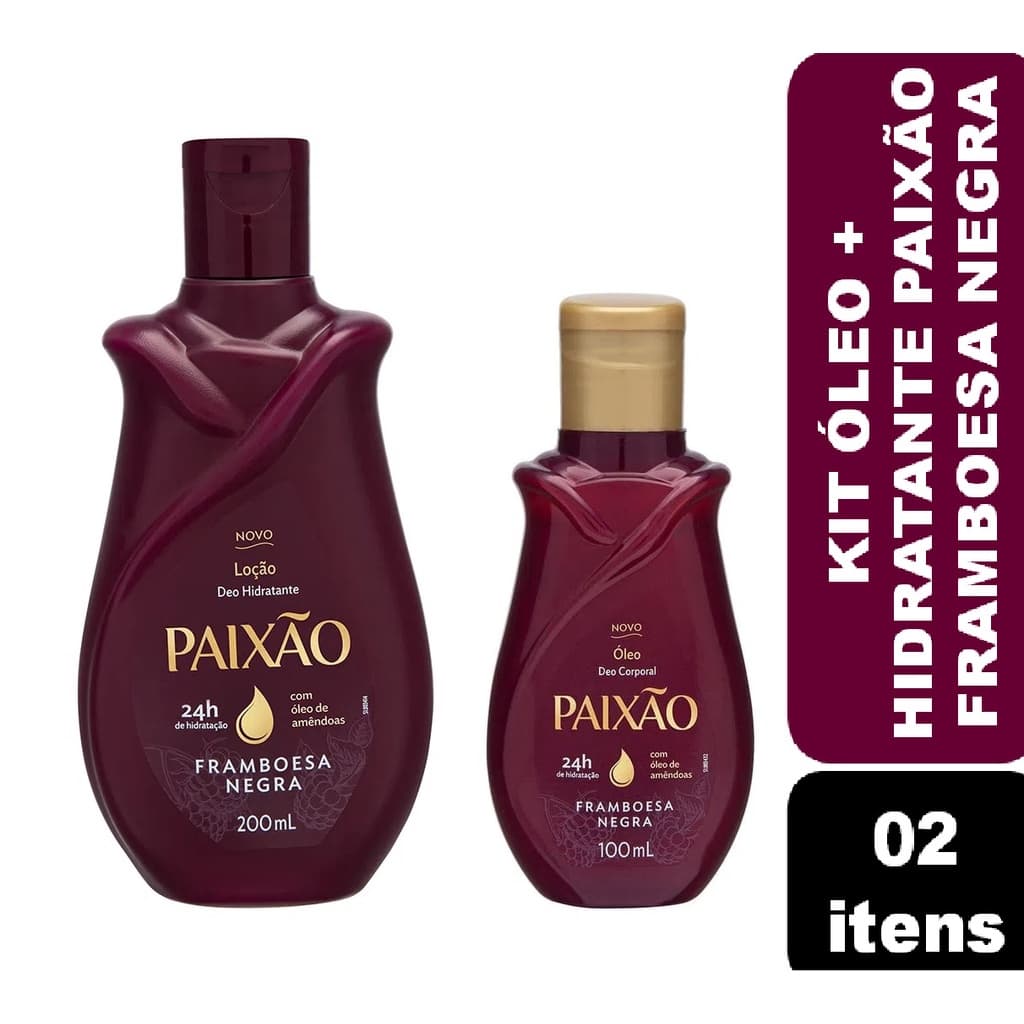 Kit Loção Hidratante Paixão Framboesa Negra 200ml + Óleo Corporal Paixão Framboesa Negra 100ml