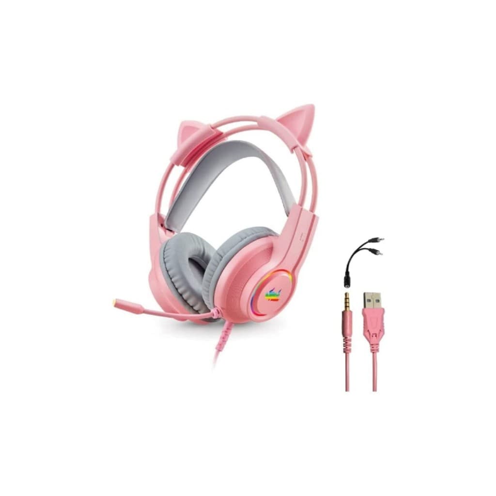 Headset Fone Gamer Com Microfone E Led P3/p2 - Kp-ga04 Rosa