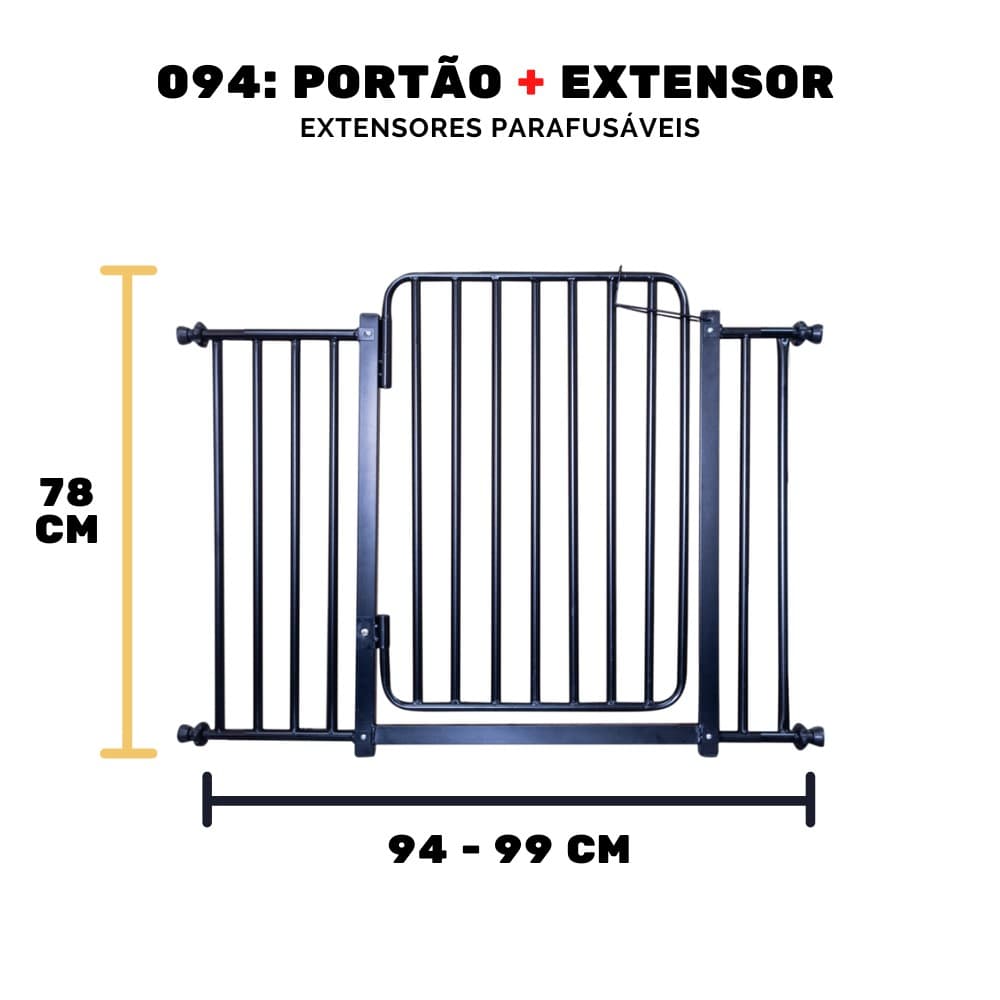 Grade Reforçada Segurança Porta Portão Pet Criança  94/99 Cm Portãozinho Expansivo Cachorro