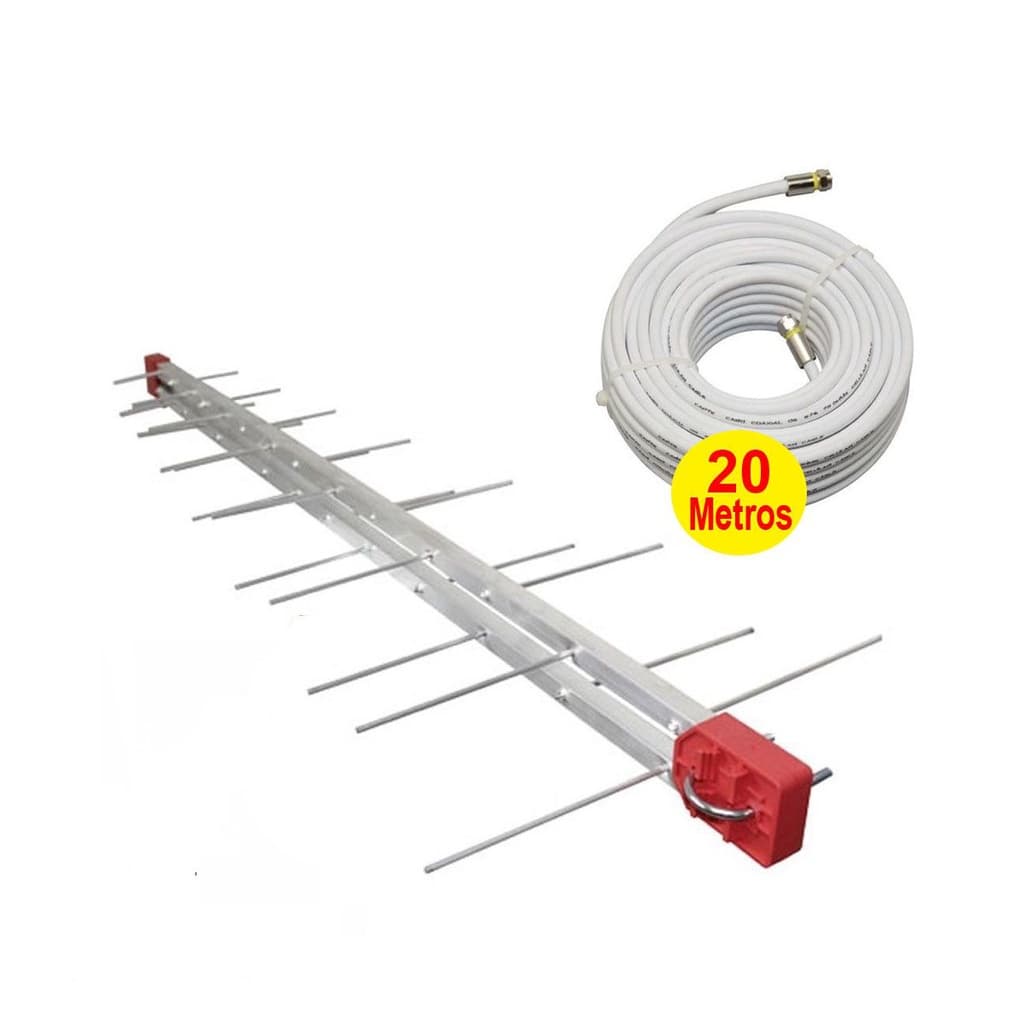 Kit Antena Digital 4k Log 28 Externa Cabo 20m - Capte