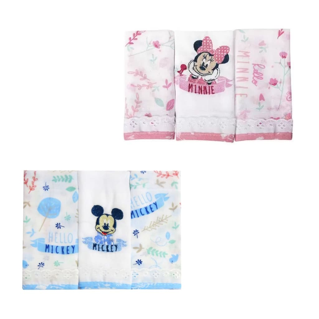 Pano de Boca Babete Disney Baby Minnie Mickey Bordado