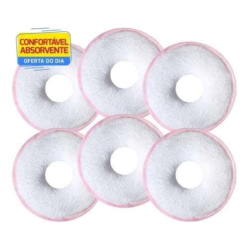 Kit 6 Rosquinhas De Amamentação Absorventes Seios Lavável