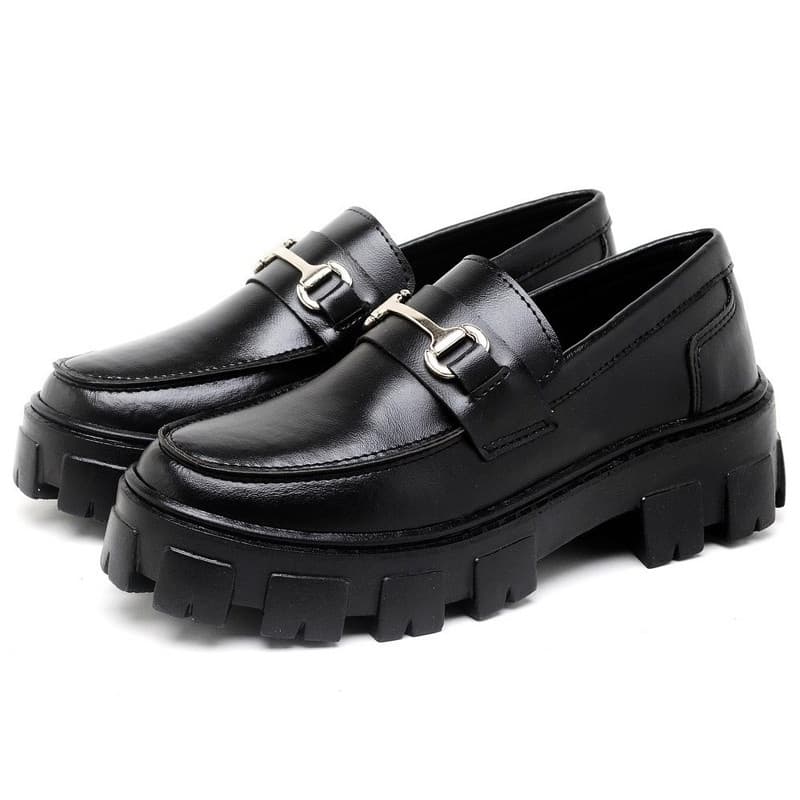 Sapato Mocassim Dubuy Oxford Feminino Tratorada Preto Still 1412FG