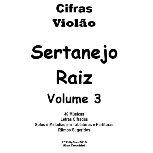Caderno de Cifras de Sertanejo Raiz Violão Volume 3