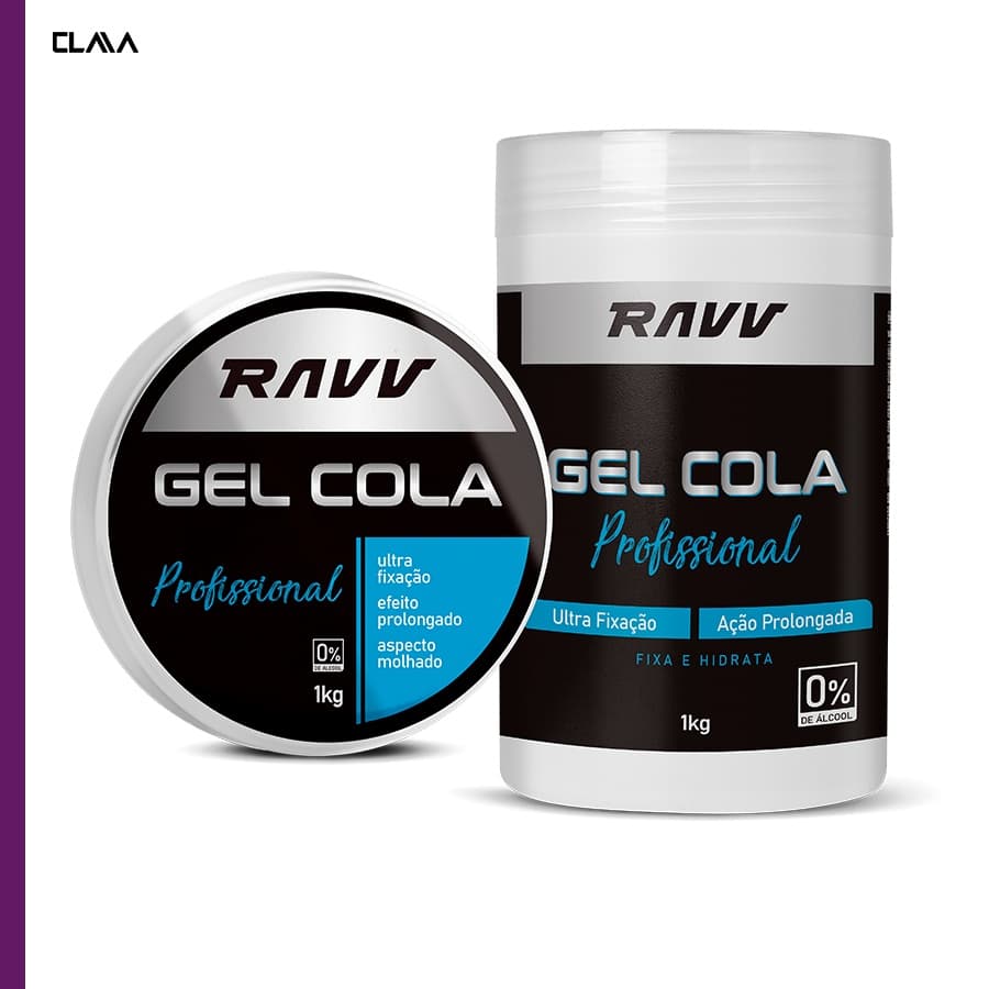 Gel Cola 1kg RAVV Fixação Extra Forte Profissional para cabelo