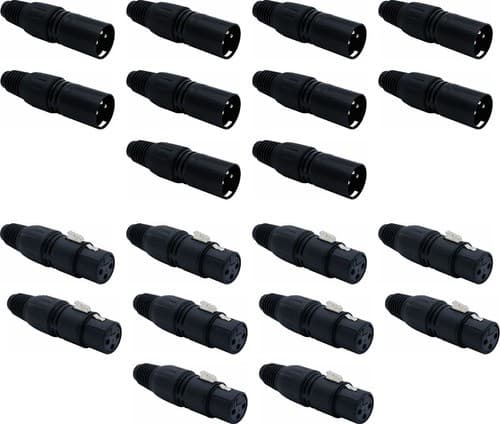 Kit 20 Conectores XLR Macho e Femea Linha Pesada Profissional CSR