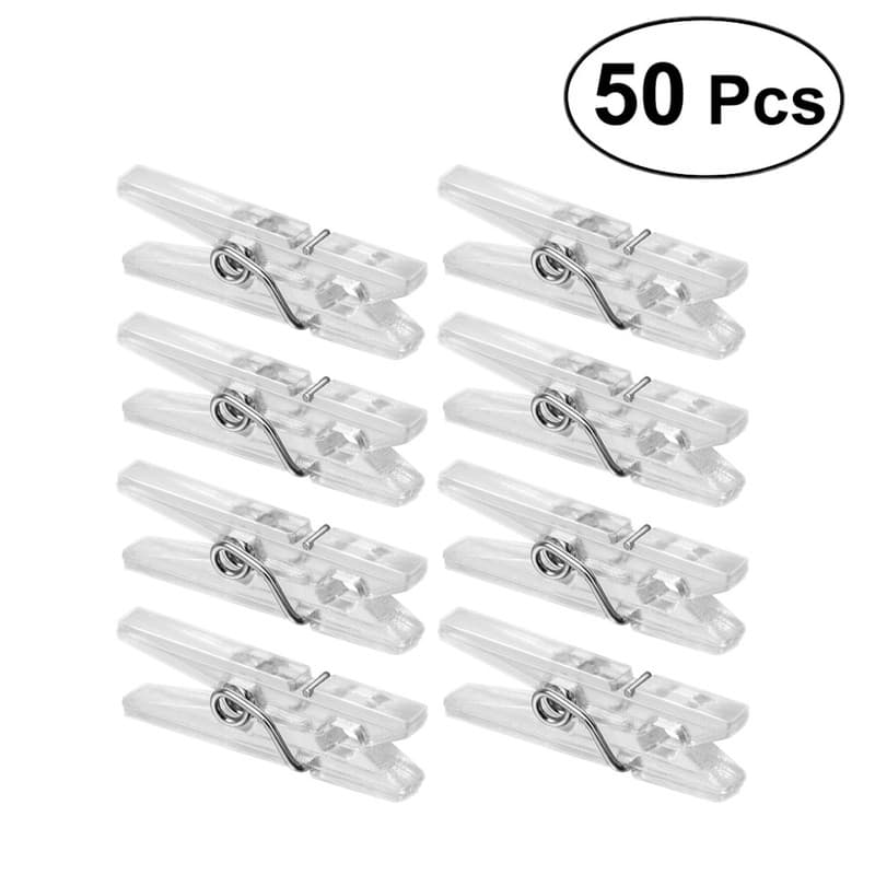 50 Unidades/Pacote Transparente Primavera Pendurado Clips/Pregadores De Roupas De Plástico/Mini Grampo De Papel Fotos Clip/Craft Decoração