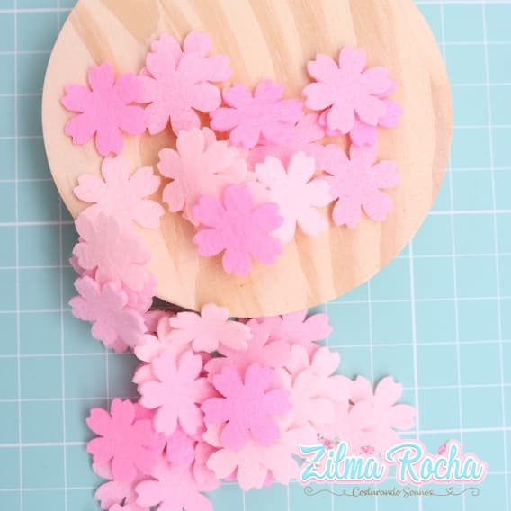 Mix Flor Cerejeira - Rosa - Recorte de feltro com 2cm