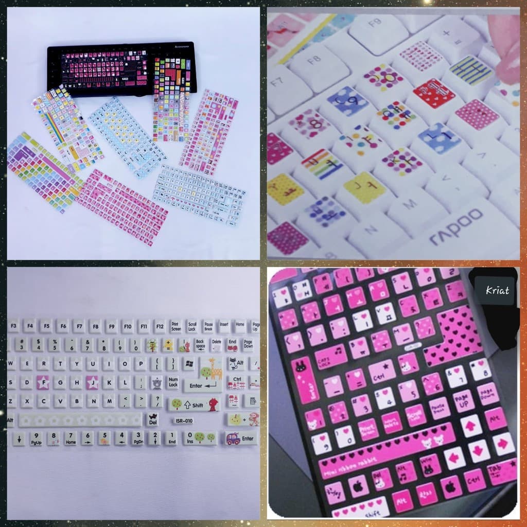 KIT 3 PÇS Adesivos P/ Teclado Colorido 11875---KRIAT ARTIGOS P/FESTAS