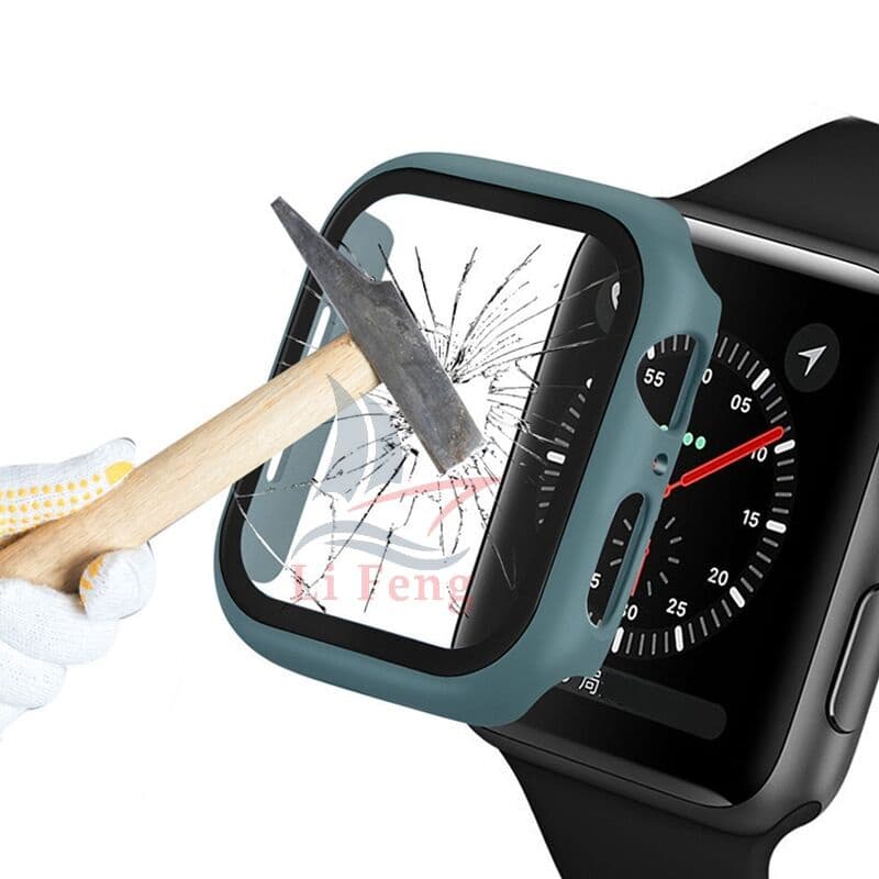 Capa Case Bumper Pelicula De Vidro quadrado 360 quaTemperado Apple Watch Iwo 38/40/42/44mm