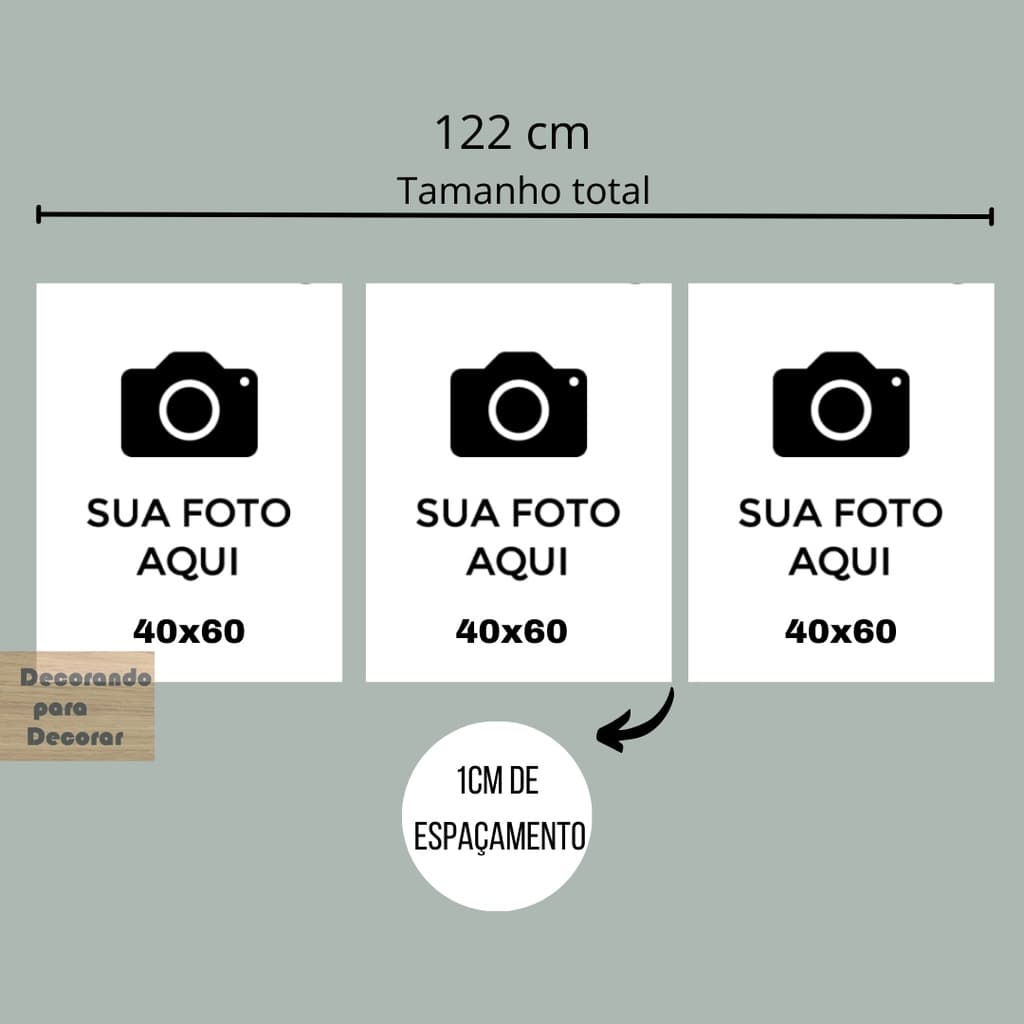 Kit Quadro Decorativo Personalizado 3 peças 40x60