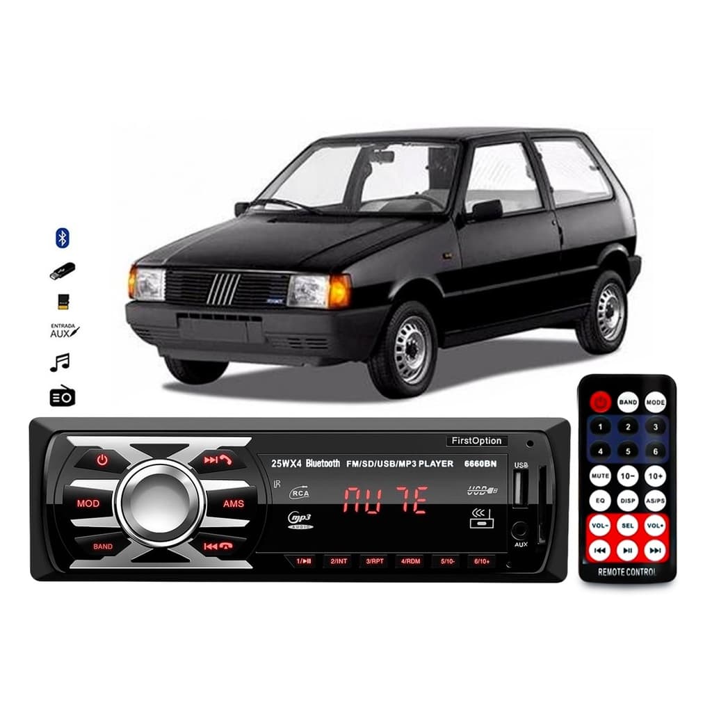 Aparelho De Som Mp3 Carro Fiat Uno Bluetooth Pendrive Rádio