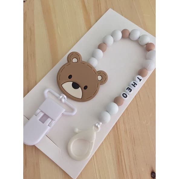 prendedor de chupeta urso branco personalizado