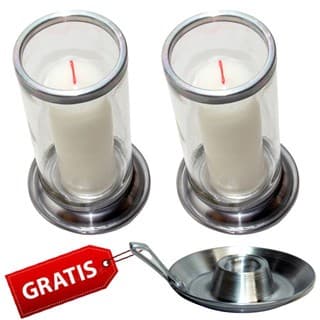 Kit com 2 Porta Velas, Copo, Suporte para Vela de 7 dias em vidro e alumínio