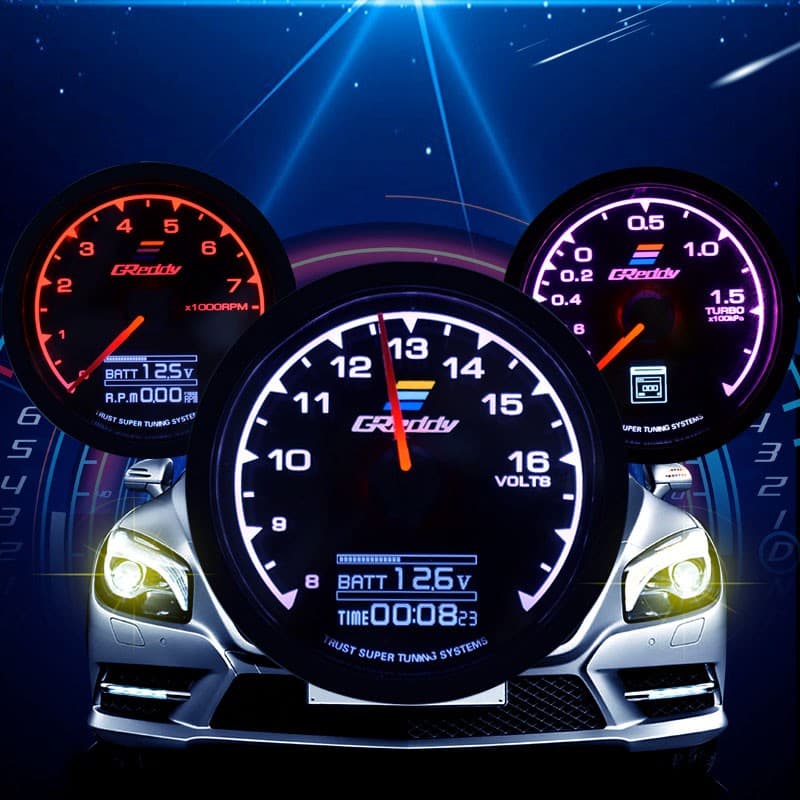 Greddy Racing Gauge 7 Cor Em 1 Multi D / A Lcd Digital Display Medidor Turbo Boost Com Display De Tensão