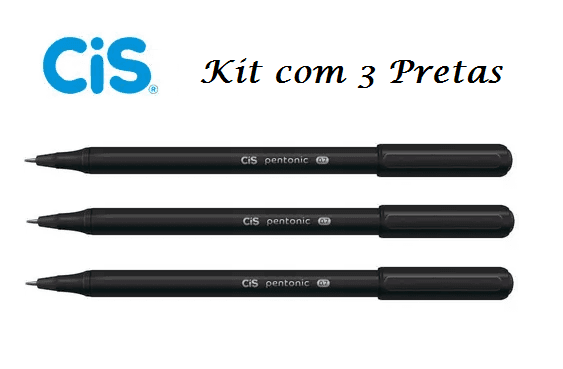 Caneta Esferográfica Pentonic 0,7 Cis - Kit Com 3 Pretas