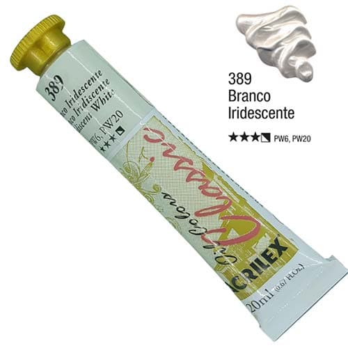 Tinta à Óleo Acrilex Bisnaga 20ml - Branco Iridescente 389