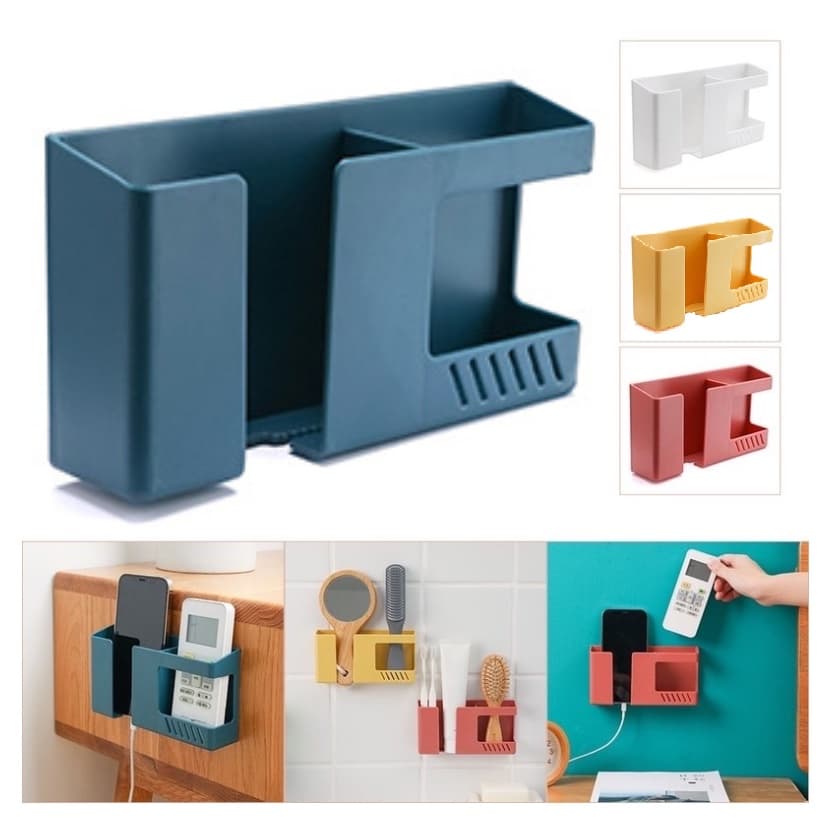 Suporte De Parede 2 em 1 Multifuncional Auto-Adesivo /Sem Furar Para Celular/ Controle Remoto/Banheiro Armazenamento