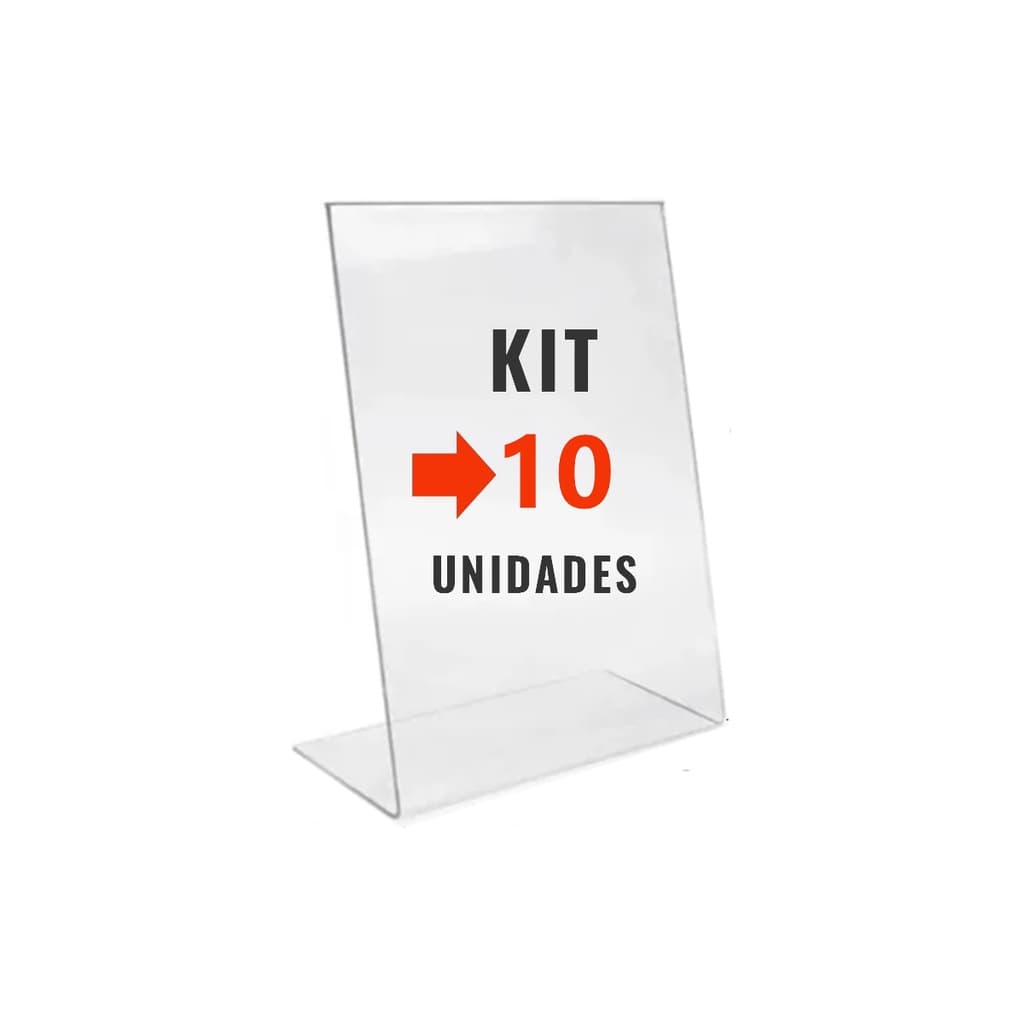 Kit com 10 Display Expositor Acrilico tamanho A6 10x15cm Vertical com Uma Dobra para adesivar Qr Code Cardapio - Somente o Acrílico