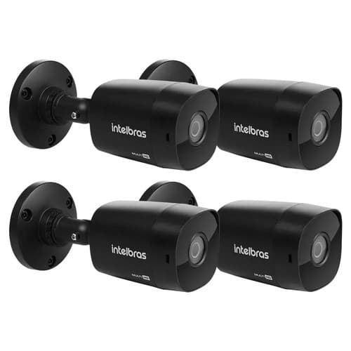 Kit 4 Câmeras Intelbras VHD 1220B Bullet G6 Preta Full Hd 1080p 3.6mm IR20m