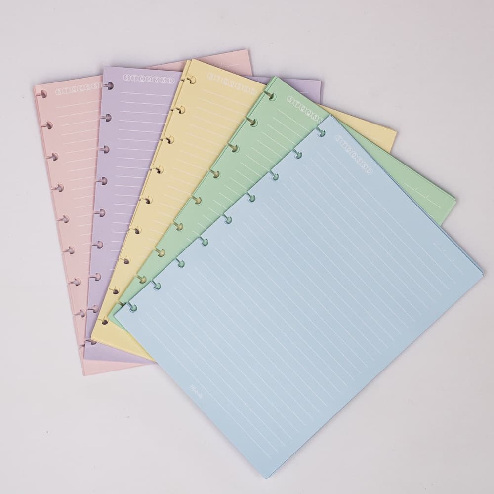 Refil caderno de discos A5 Linhas brancas-Linha colors-( 8 furos )