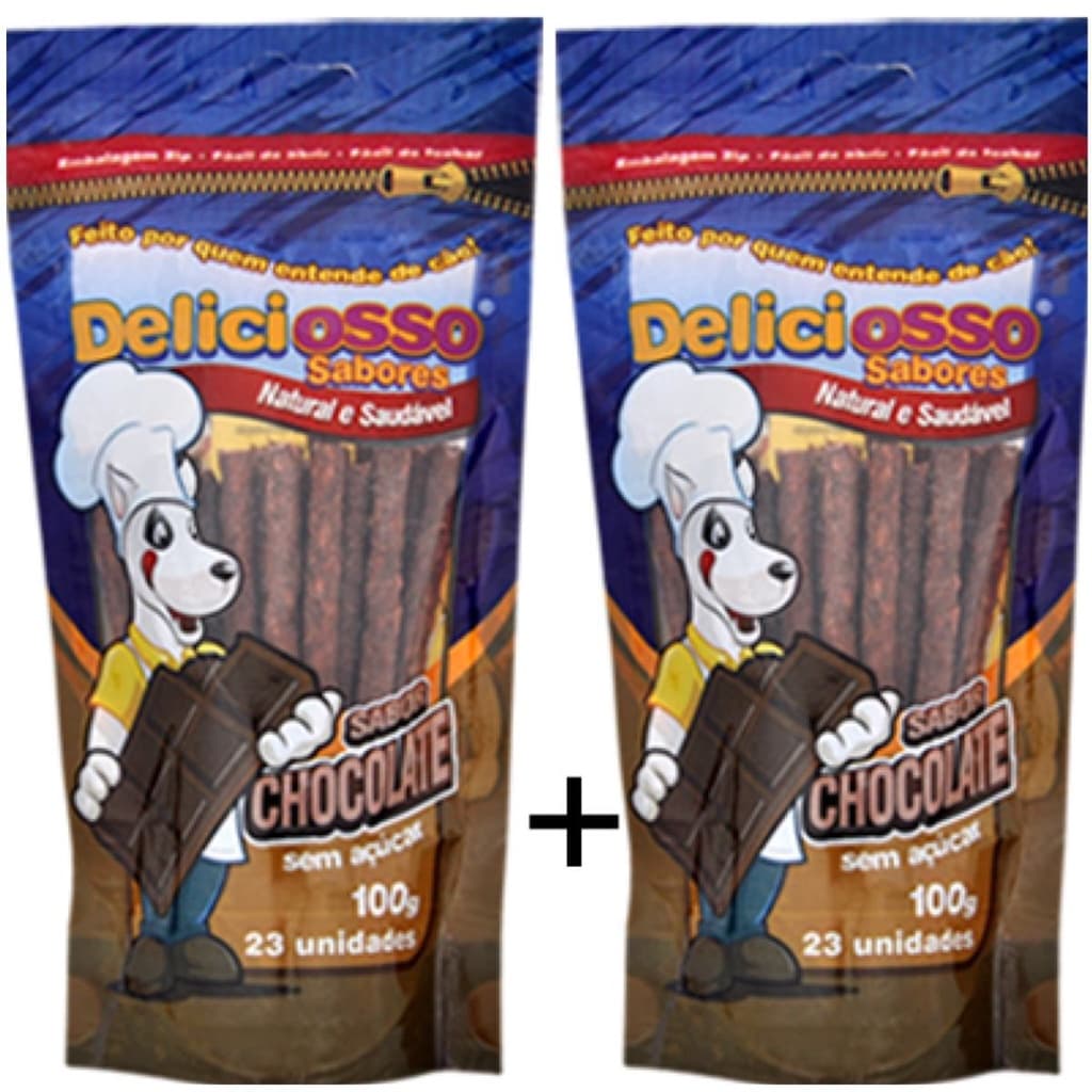 Combo Petisco Palitinho Ossinho Para Cães Deliciosso Palito Fino Chocolate - 2 Pacotes