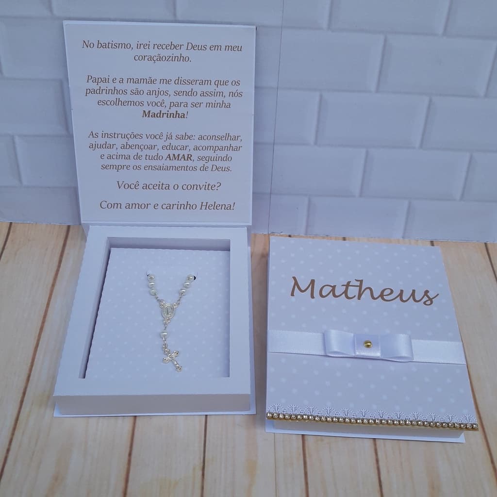 Convite Luxo para Padrinhos de Batizado