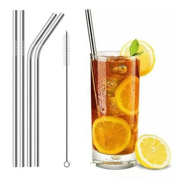 Kit 4 canudos inox reutilizável ecológico com escova limpeza LANÇAMENTO 304