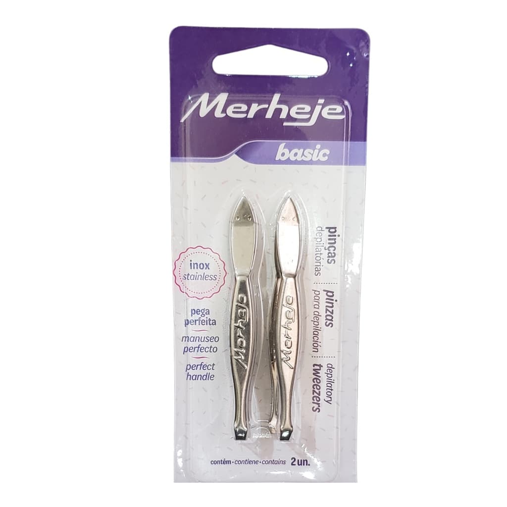 Pinça Merheje Basica kit c/ 2 unidades Remoção de Pelos e Sobrancelhas