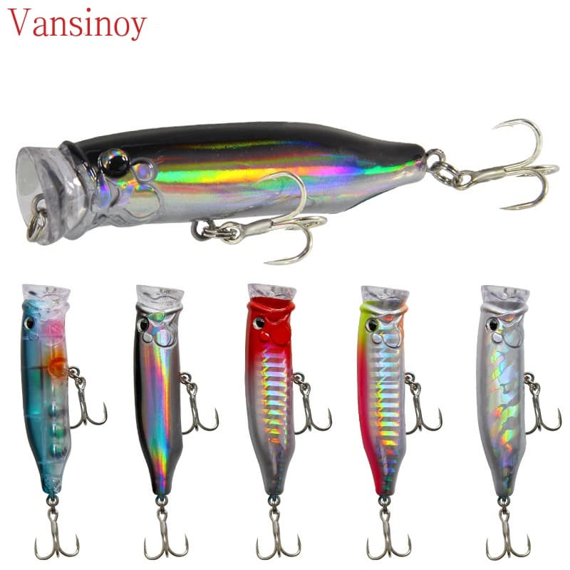 Vansinoy Nova Isca Popper Lure 7cm / 9,4g Flutuante Água Onda Isca Isca Pesca em Água Doce